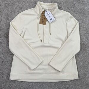 Avalanche Outdoor Supply Pullover XL Cream Fleece Insulated‎ Drawstring Neck NWT